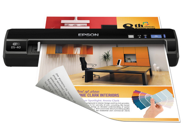 Escáner de cama plana portátil Epson WorkForce DS-40, 600dpi, USB.