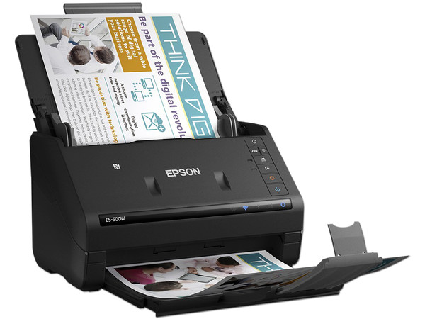 Escáner Duplex WorkForce ES-500W con resolución de 600 x 1200 dpi, ADF, Wi-FI, USB 3.0.