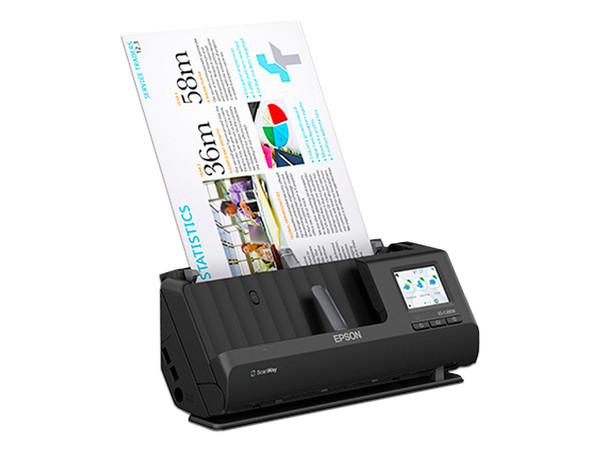 Escáner Compacto Epson WorkForce ES-C380W, Resolución de 600DPI, USB, Wi-Fi, Color Negro.