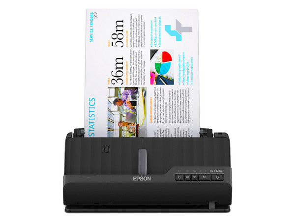 Escáner Compacto Epson WorkForce ES-C320W, Resolución de 600DPI, USB, Wi-Fi, Color Negro.