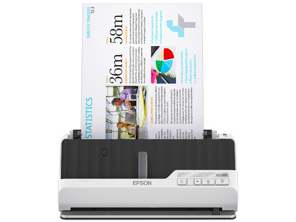 Escáner Compacto Epson DS-C490, Escaneado Dúplex, Resolución de 600ppp, USB, Color Gris.