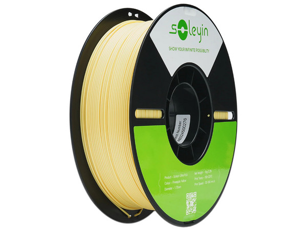 Rollo de Filamento Creality Soleyin Ultra de PLA de 1.75mm, 1Kg. Color Amarilla Piña.