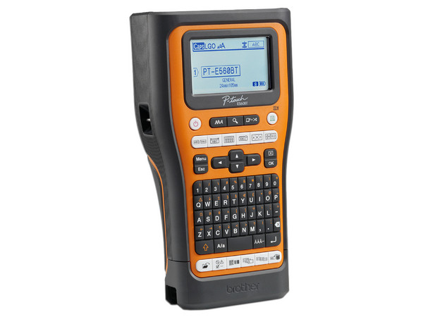 Rotuladora Portátil Industrial Brother PT-E310BTVP con Batería Recargable, Soporta Cintas de Hasta 24mm, 180dpi. Color Naranja.