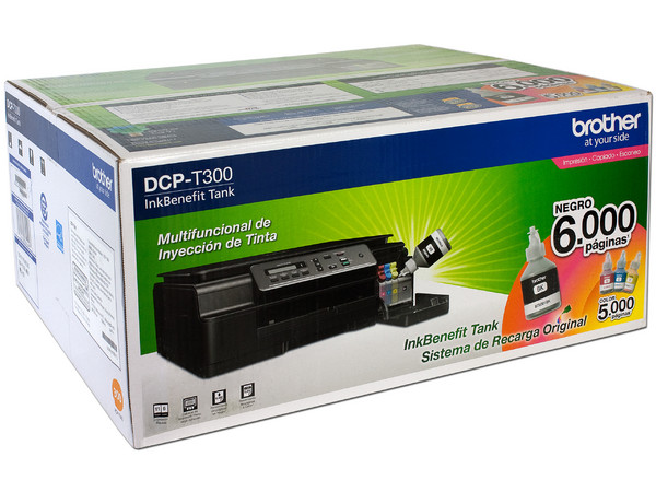 Multifuncional de Inyección Brother DCP-T300 InkBenefit, Impresora, Copiadora, y Escáner, sistema de tanque de tinta, USB.