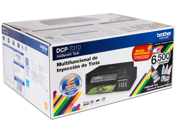 Multifuncional de Inyección Brother InkBenefit Tank DCP-T310, Impresora, Copiadora y Escáner, Resolución hasta 6.000 x 1.200 dpi. Sistema de Tanques de Tinta, USB.