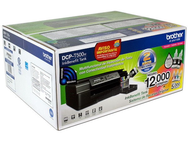 Multifuncional de Inyección Brother DCP-T500W InkBenefit, Impresora, Copiadora, y Escáner, sistema de tanque de tinta, USB, Wi-Fi.