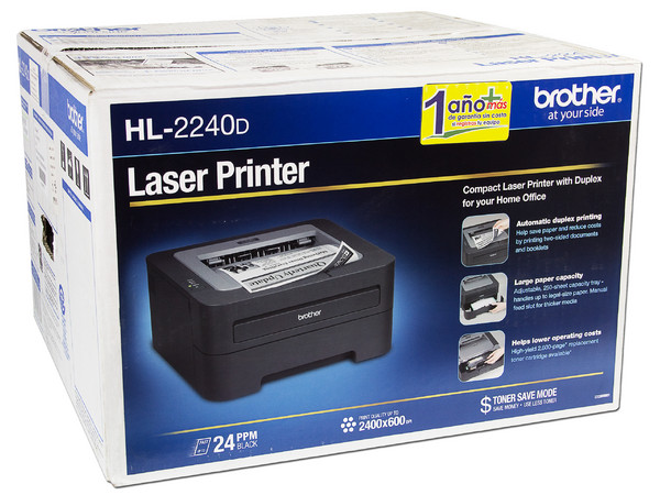 Impresora Láser Brother HL-2240D hasta 24 ppm, 2400x600DPI, USB.