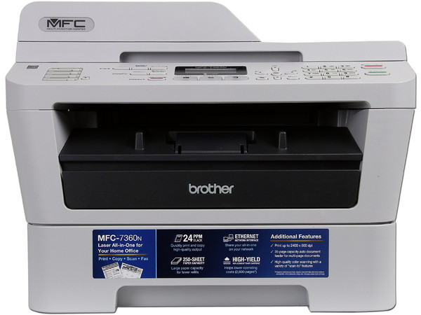 Multifuncional Brother MFC-7360N, Impresora Láser Monocromática, Copiadora, Escáner y Fax, hasta 24ppm, 2400 x 600 dpi, Ethernet, USB