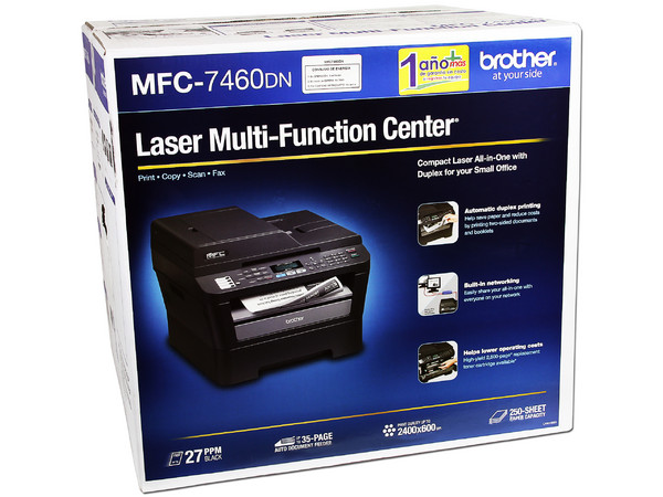 Multifuncional Brother MFC-7460DN, Impresora Láser Monocromática, Copiadora, Escáner y Fax, hasta 27ppm, 2400 x 600 dpi, Ethernet, USB