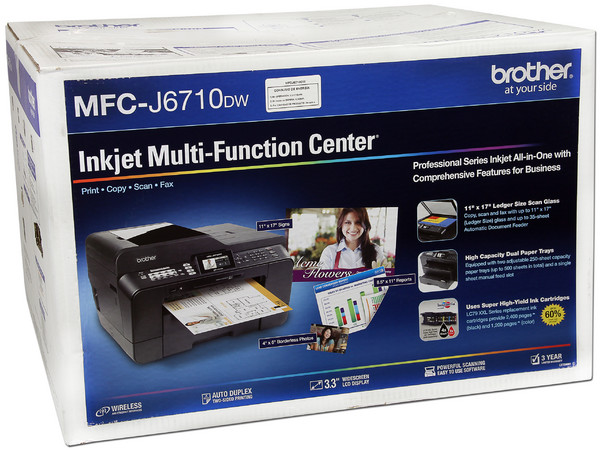 Multifuncional Brother MFC-J6710DW, Impresora Doble Carta, Copiadora, Escáner y Fax, hasta 35ppm, resolución max. 6000 x 1200dpi, Wireless (802.11b/g/n), Ethernet, USB. 
