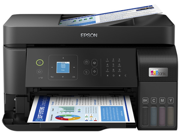 Multifuncional Epson EcoTank L5590 con Sistema de Tanques de Tinta, Impresora, Copiadora y Escáner, Wi-Fi, Ethernet, USB. Color Negro. Incluye Licencia de Antivirus McAfee.