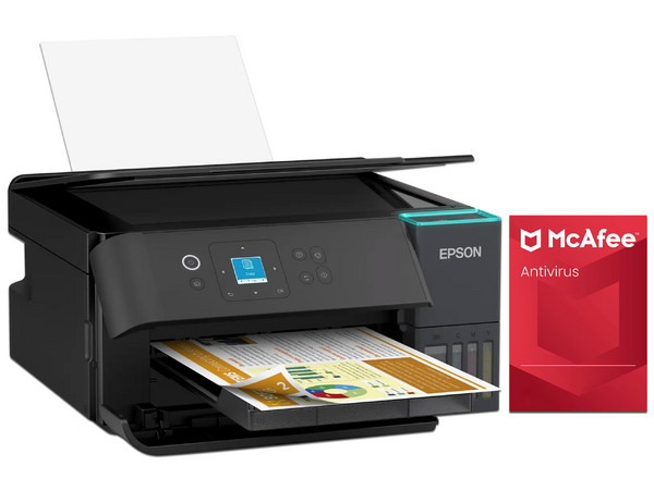 Impresora con Sistema de Tanques de Tinta Epson EcoTank L4360, Resolución hasta 4800 x 1200 dpi, Wi-Fi, USB, Color Negro. Incluye licencia McAfee.