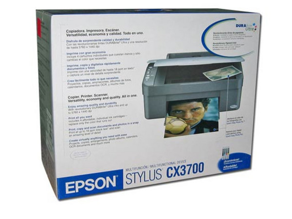 Multifuncional Epson Stylus CX3700 Impresora, Copiadora y Scanner, Resolución hasta 5760 x 1440 dpi.