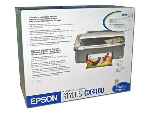 Multifuncional Epson Stylus CX4100 Impresora, Copiadora y Scanner, Resolución hasta 5760 x 1440 dpi.