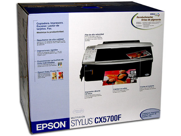 Multifuncional Epson CX5700F, 1200DPI, 20PPM B/N, 19PPM Color. Copiadora/Scanner/Fax
