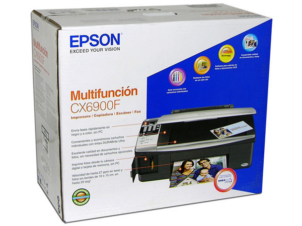 Multifuncional Epson Stylus CX6900F Impresora, Copiadora, Escáner y Fax, Resolución hasta 5760 x 1440 dpi.