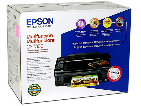 Multifuncional Epson Stylus CX7300 Impresora, Copiadora y Escáner, Resolución hasta 5760 x 1440 dpi.