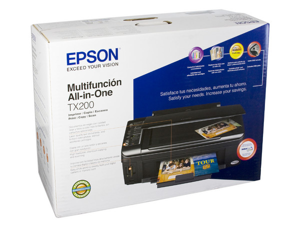 Multifuncional Epson Stylus TX200, Impresora, Copiadora y Escáner, Resolución hasta 5760 x 1440 dpi.