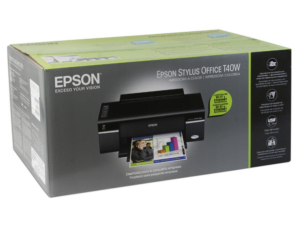 Impresora de Inyección a Color Epson Stylus Office T40W, Resolución hasta 5760 x 1440 dpi, Wi-Fi 802.11b/g Integrada.
