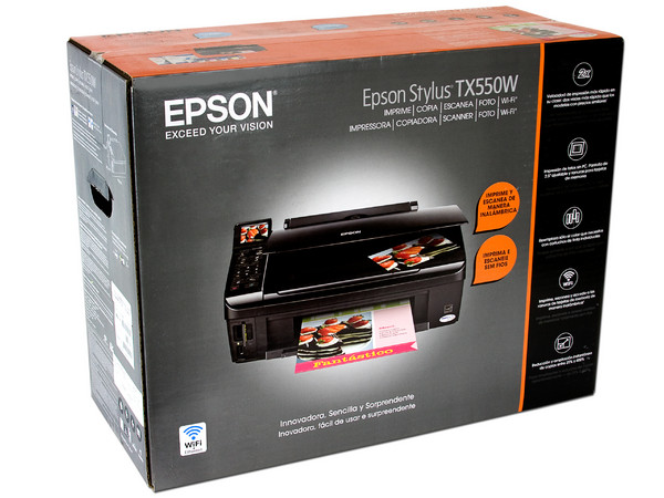 Multifuncional Epson Stylus TX550W incluye Wi-Fi 802.11b/g/n, Impresora, Copiadora y Escáner, Resolución hasta 5760 x 1440 dpi.