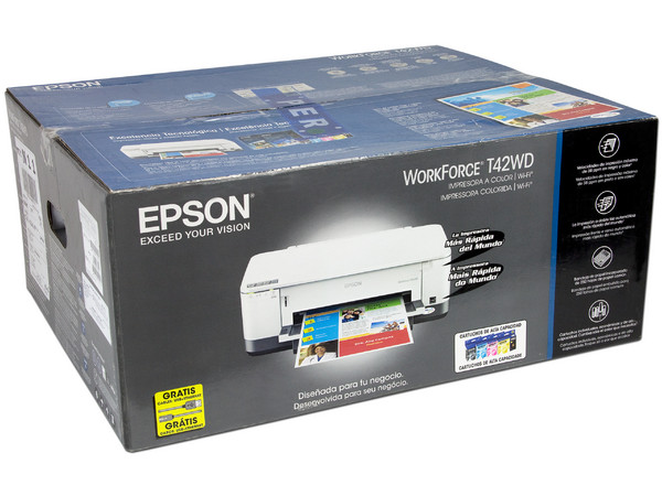 Impresora de Inyección a Color Epson WorkForce T42WD, resolución hasta 5760 x 1440 dpi, max 38ppm, Wifi 802.11b/g/n integrada.