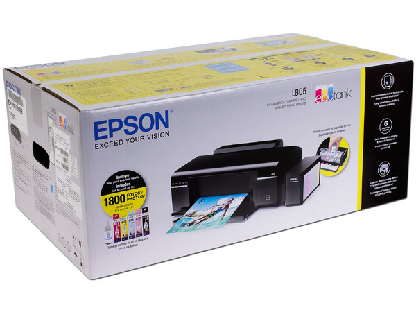 Impresora Fotográfica Epson EcoTank L805, resolución hasta 5760 x 1440 dpi. Sistema de Tanques de Tinta, Wi-Fi, USB.