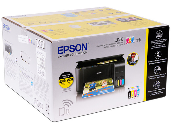 Multifuncional de Sistema de Tanques de Tinta Epson EcoTank L3150, Impresora, Copiadora y Escáner, Wi-Fi, USB.