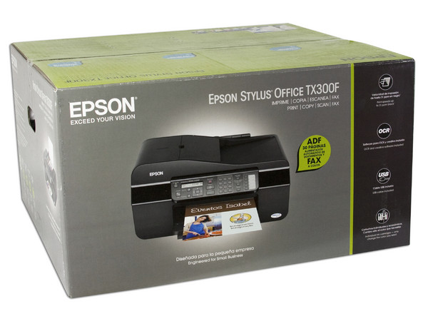 Multifuncional Epson Stylus TX300F, Impresora, Copiadora, Escáner y Fax, Resolución hasta 5760 x 1440 dpi.