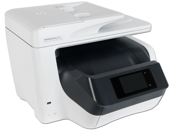 Multifuncional de inyección de tinta a color HP Officejet Pro 8720, Impresora, Copiadora, Escáner y Fax, resolución hasta 4800 x 1200 dpi, Wi-Fi, Ethernet, USB.