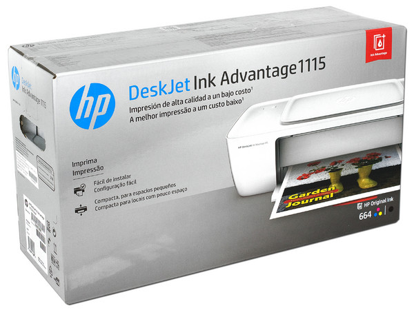 Impresora de Inyección de Tinta a Color HP Deskjet Ink Advantage 1115, Resolución hasta 1,200 x 1,200 ppp.