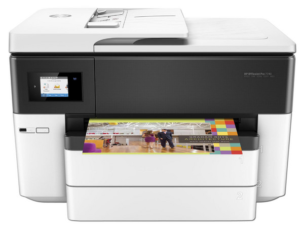 Multifuncional de Inyección de Tinta a Color HP Officejet Pro 7740, Impresora, Escáner, Copiadora y Fax, USB, Ethernet, Wi-Fi, formato ancho.