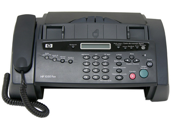 FAX HP Modelo 1050 con Alimentador Automatico, Auricular y Contestador. Papel Bond, Inyección de Tinta