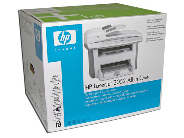 Multifuncional HP LaserJet 3052. Impresora/Copiadora/Scanner. 19 PPM, 1200DPI, Interfase USB y Red 10/100Mbps