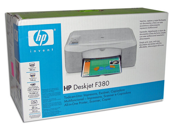 Multifuncional HP Deskjet F380 Impresora, Copiadora y Scanner, Resolución hasta 4800 dpi.