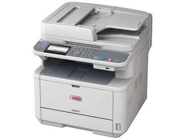 Multifuncional laser a Color OKI MB461+LP,  hasta 47ppm, 1200x1200 dpi, escáner, fax, Conectividad Wi-Fi, PCL 6, PCL 5e, PostScript 3, IBM PPR, USB.