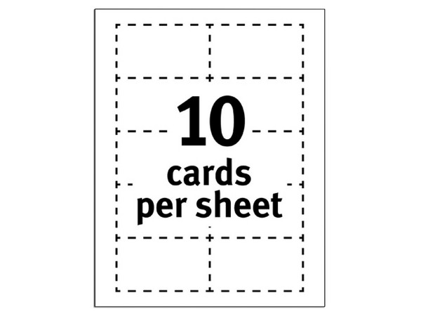 Tarjetas de presentación Avery 5371 de 5.1 x 8.9cm, formato carta, color blanco. Paquete con 250 piezas.