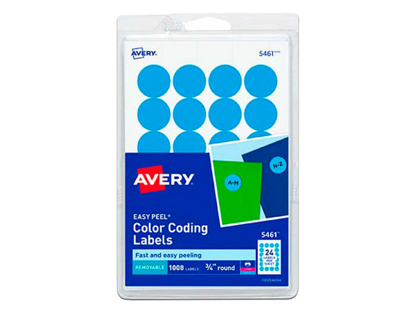 Paquete de Etiquetas redondas Avery 2103, 24 hojas, 1.9 cm diámetro, Color Azul claro.
