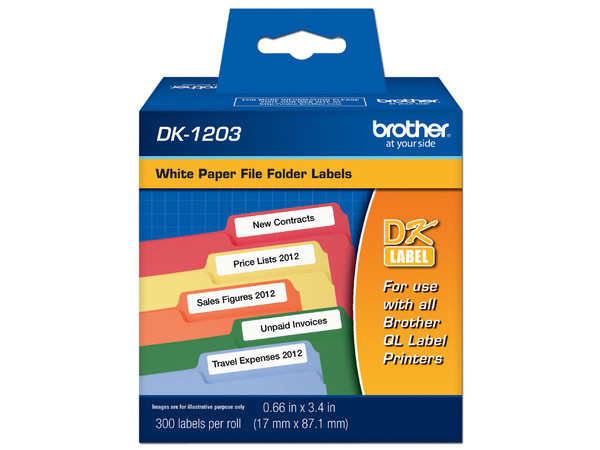 Rollo de 300 etiquetas Brother DK1203, Blanco.