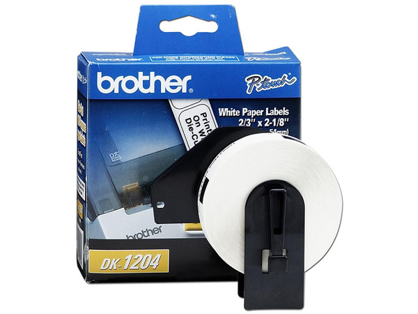 Rollo de 400 etiquetas Brother DK1204 precortadas de 17 x 54.3mm, Blancas.