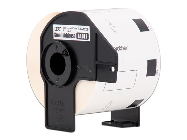 Rollo de 800 etiquetas Brother DK1209 precortadas, blancas.