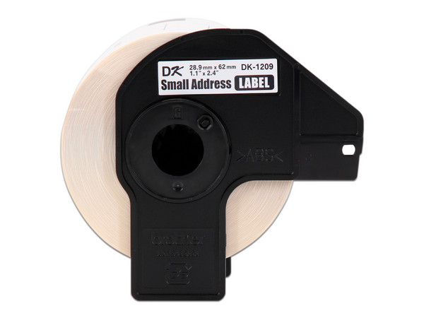 Rollo de 800 etiquetas Brother DK1209 precortadas, blancas.
