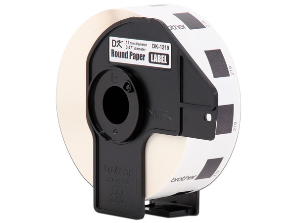 Rollo de 1200 Etiquetas Brother DK1219 redondas de 12mm.