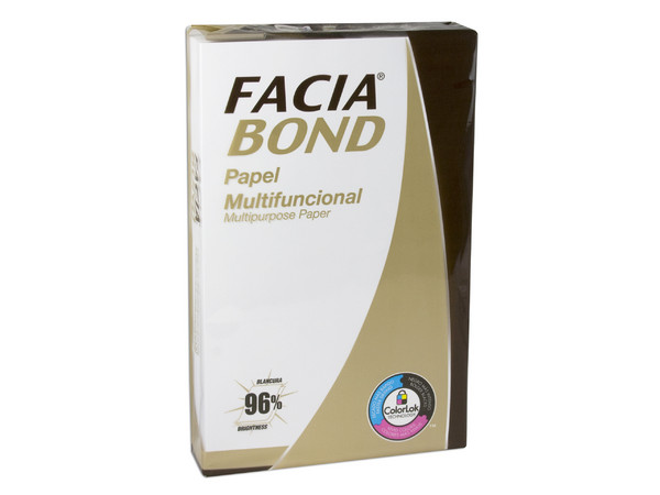 Facia Bond Papel Multifuncional tamaño Oficio, Blancura de 96%. 500 hojas