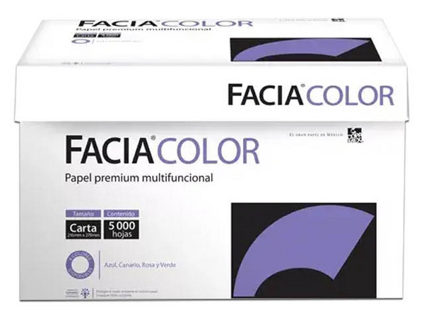Papel Facia Bond Color Azul Carta Multifuncional de 75gr, Caja 5 Millares