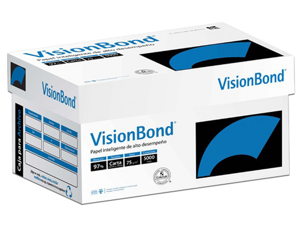 Papel Bond Copamex VisionBond Tamaño Oficio, Blancura 94%, Caja con 10 paquetes de 500 hojas.