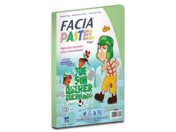 Paquete de hojas Copamex Facia Pastel tamaño carta, 75g/m con 100 hojas. Color Verde.