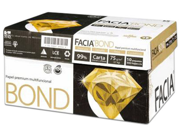 Papel Cortado Facia tamaño Carta, 75Gr, Blancura 99%, Caja con 5000 Hojas.