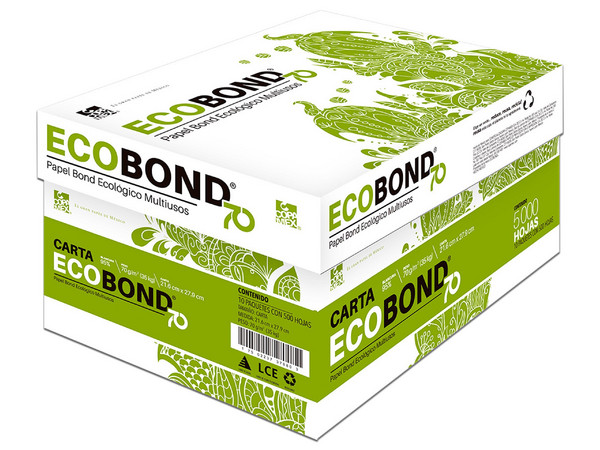 Papel Cortado Ecobond, tamaño Carta, 95% de Blancura y 75 gr, Paquete de 5000 Hojas