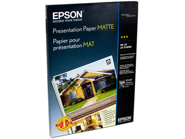 Papel EPSON calidad fotografica, Super B, 13X19 con 100 Hojas