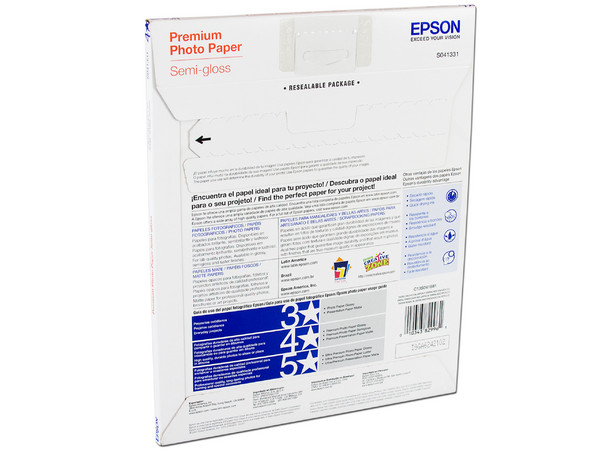 Papel Epson Premium Semigloss Photo, Carta, 20 hojas